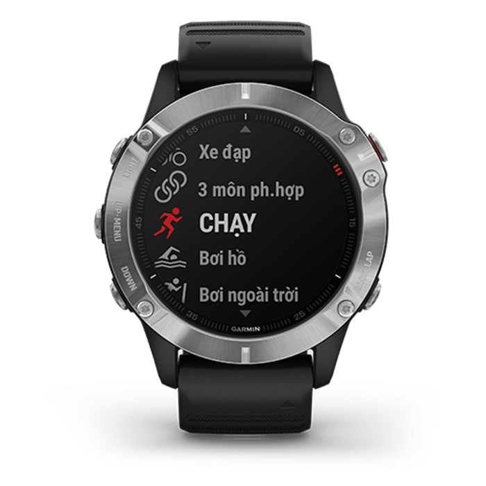 Đồng Hồ Garmin Fenix 6/6S - Silver with Black Band, Non -Sapphire, Music, Topo Map - Chính Hãng