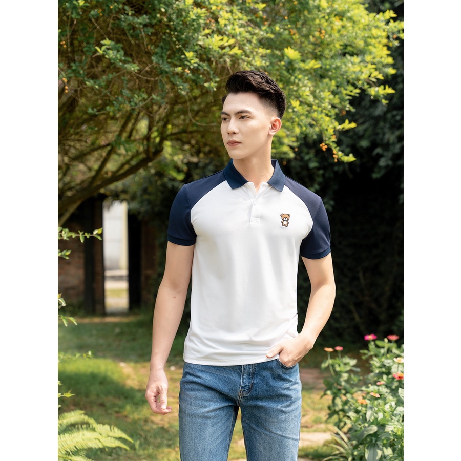 Áo Polo Nam YODY vải cotton cafe in hình gấu có thể phối combo và đôi APM5281