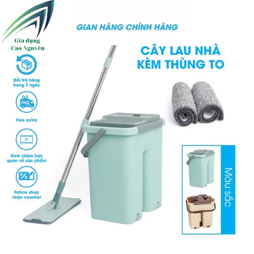 Bộ cây lau nhà ,chổi lau nhà thông minh tự vắt 360 TẶNG Kèm 2 miếng lau siêu sạch chính hãng