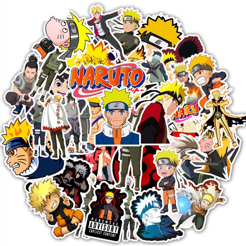 Set 50 miếng dán trang trí chống thấm nước hình anime Naruto