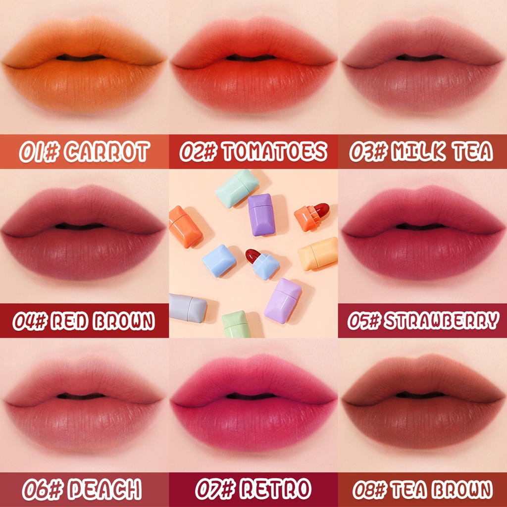 Hộp son thỏi mini hình viên thuốc con nhộng nhiều màu 3 kiểu tùy chọn