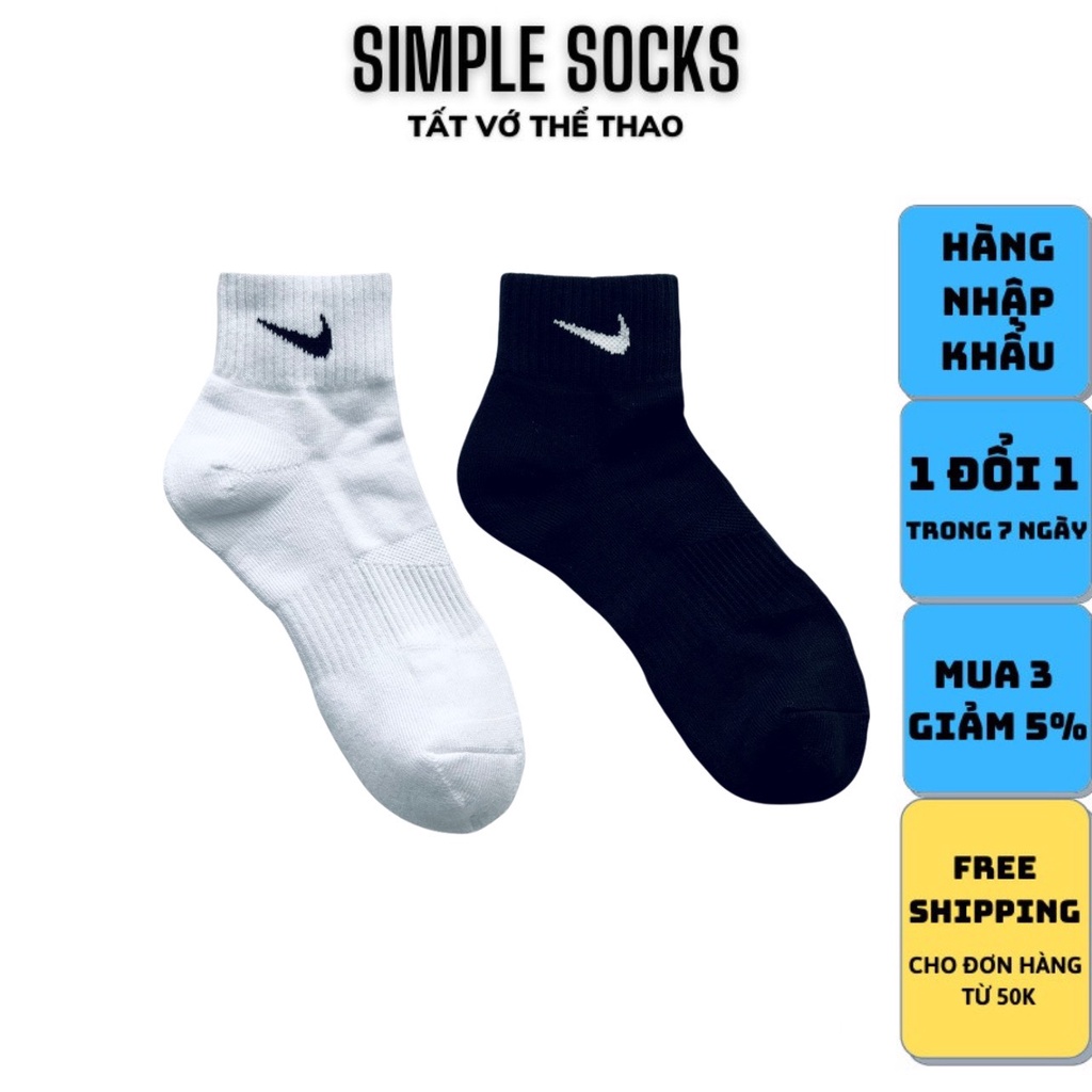 Tất Nike Cổ Lửng 💝FREESHIP💝 Vớ Nam Nữ Unisex Chính Hãng - Chất Dày Dặn Cao Cấp Chống Hôi Chân - Đen Trắng Xám