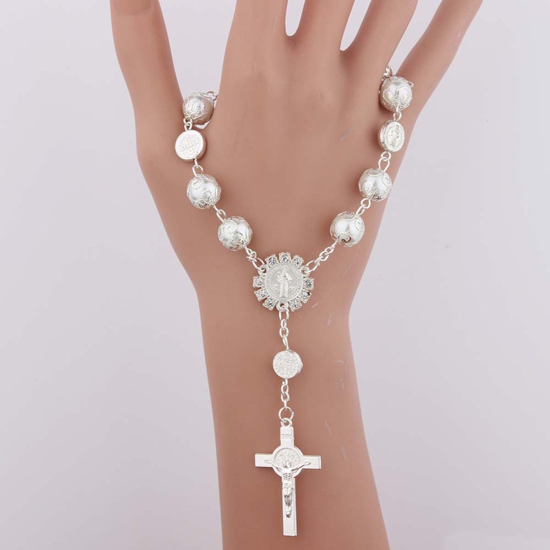 ✿ Lễ rửa tội mini mân côi ngọc trai giả màu đen trắng cho vòng đeo tay chữ thập tuyệt vời cho christe