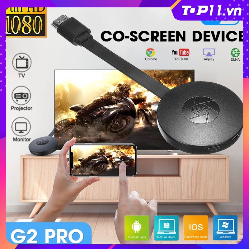 Chromecast G2 Pro Tv Stick Truyền Tải Không Dây Miracast Airplay Google Adapter Màn Hình Hdmi Dongle