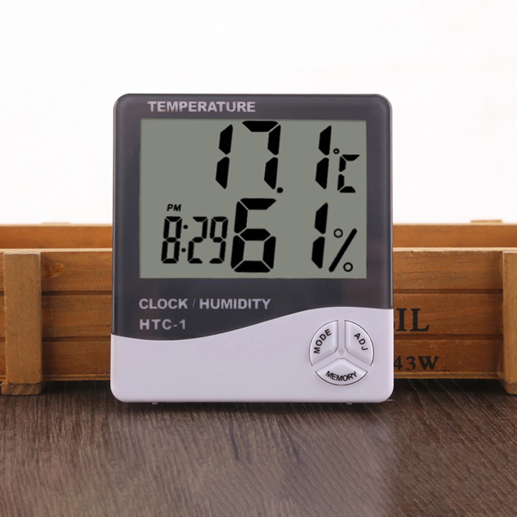 Đồng Hồ Báo Thức Kỹ Thuật Số Có Màn Hình Lcd Hiển Thị Nhiệt Độ Và Độ Ẩm Tiện Dụng
