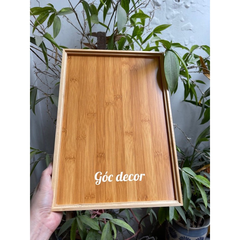 Khay gỗ tre chữ Nhật, Khay gỗ đựng ấm trà, khay gỗ size 26 x 38 cm