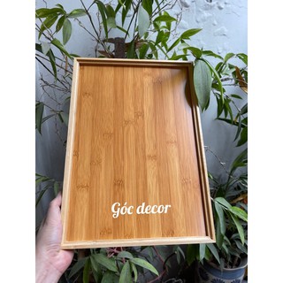 Khay gỗ tre chữ Nhật, Khay gỗ đựng ấm trà, khay gỗ size 26 x 38 cm