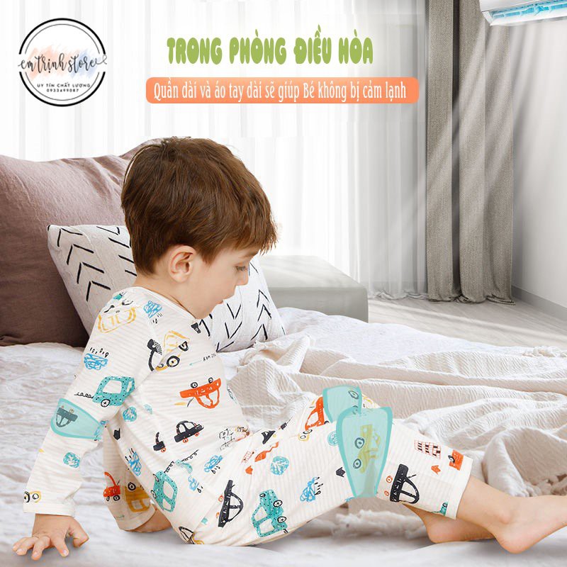 [ Mẫu mới ] Bộ đồ ngủ trẻ em dài tay, cotton 100% loại cao cấp, màu sắc đáng yêu