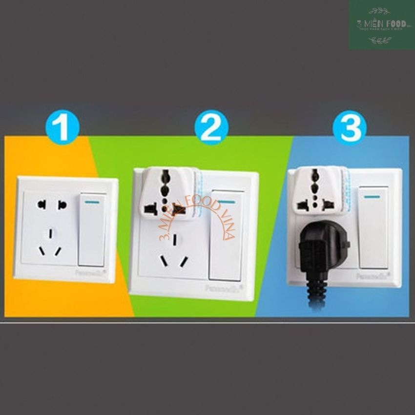 Phích Cắm Điện Chuyển Đổi Từ 3 Chân Sang 2 Chân An Toàn Chịu Nhiệt Độ Cao, Nguồn 220V PCD01-3 miền food vina