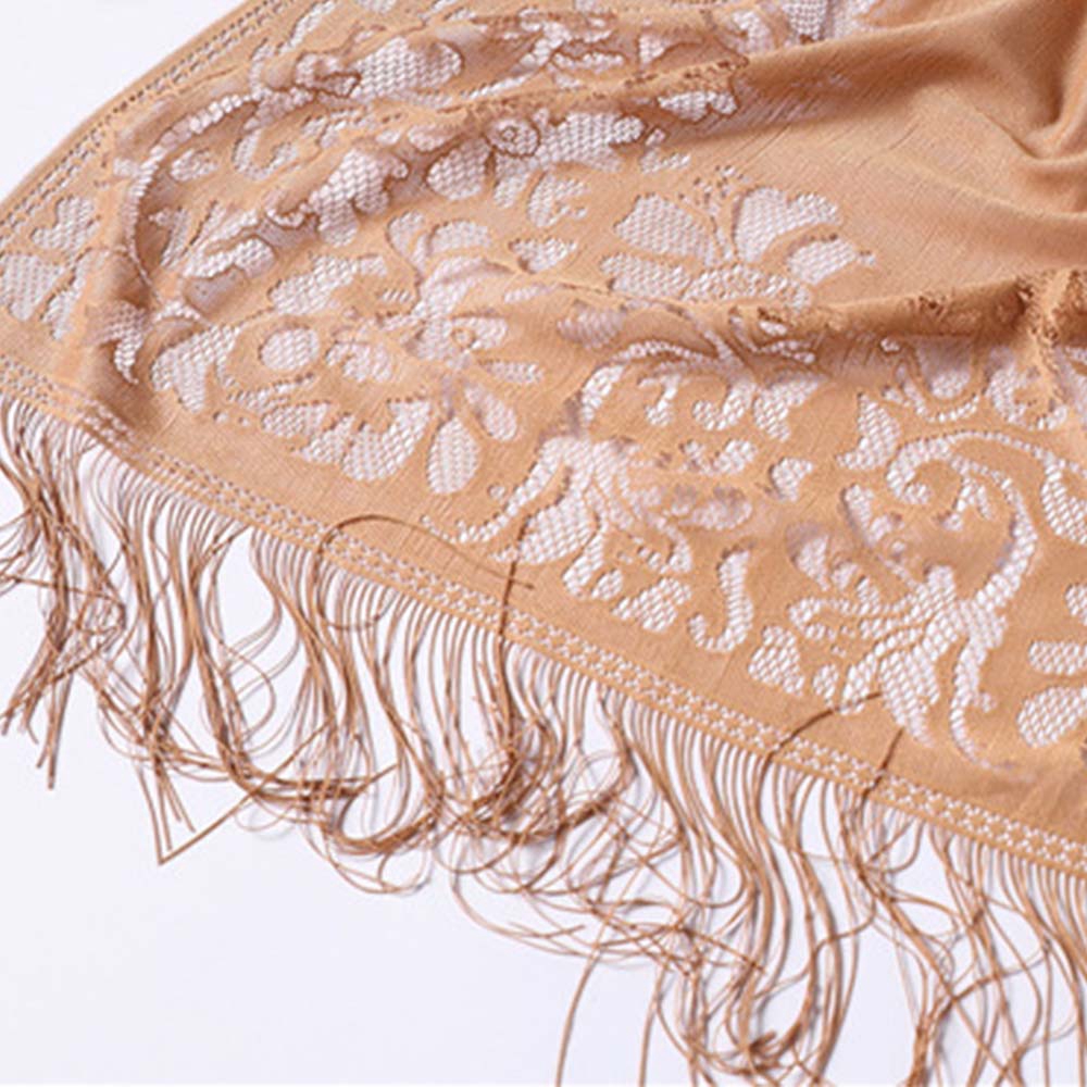 Khăn choàng cổ vải ren phối tua rua thời trang cho nữ