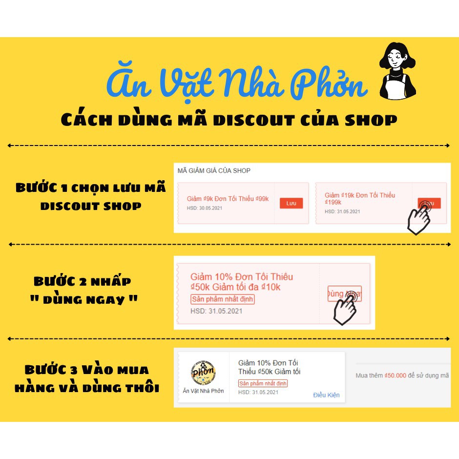 Bánh Tráng Cuốn Hành Phi, Cuộn Chà Bông, Cuốn Khô Gà, Tây Ninh, Túi 5 cuốn - Đồ Ăn Vặt Nhà Ph