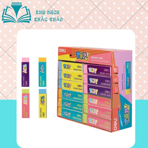 Tẩy 2B Deli, Xanh Dương/Vàng/Xanh Lá - 1 viên - E3045