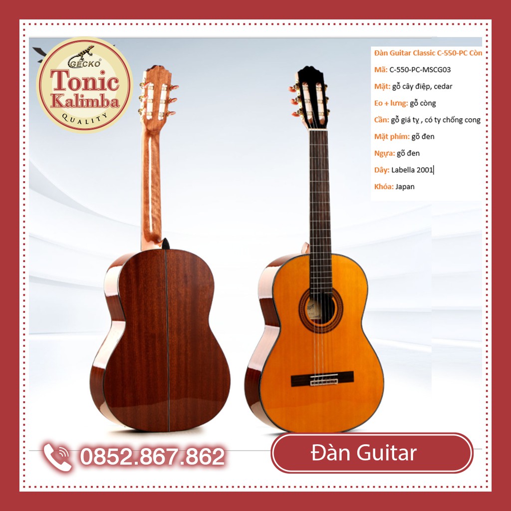 Đàn Guitar Classic C-550- PC Gỗ cây điệp size 3/4 Có ảnh thật phía sau