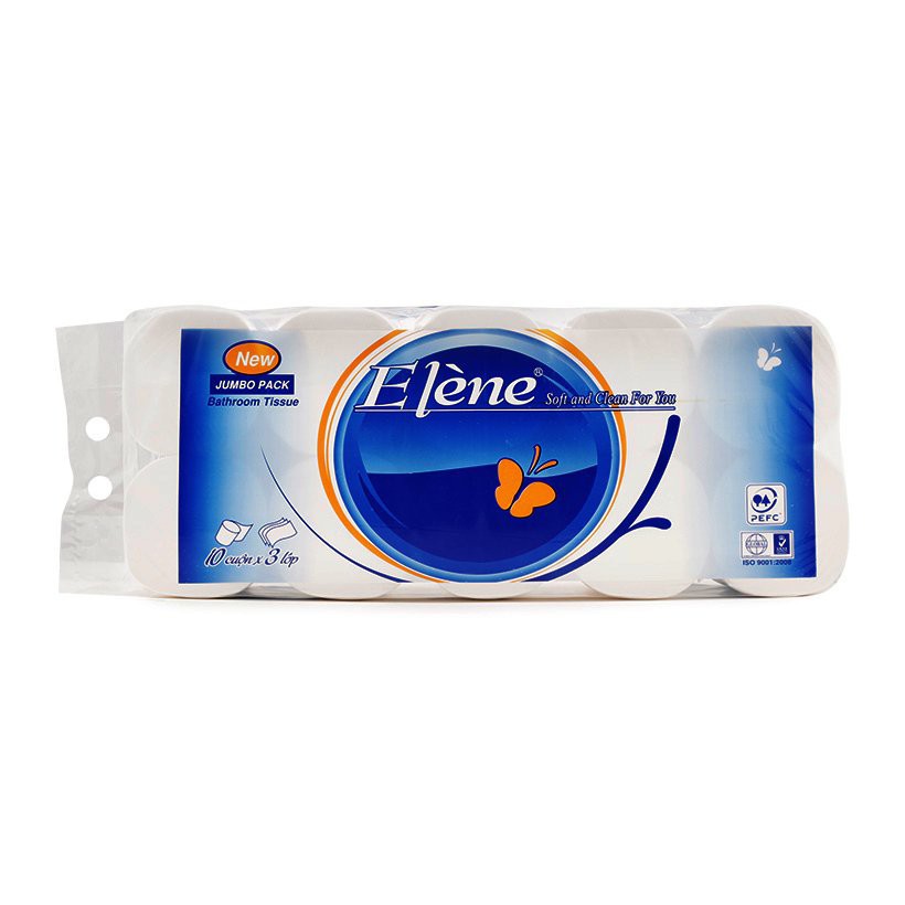 Giấy Vệ Sinh Elene xanh 3 lớp 10 cuộn không lõi