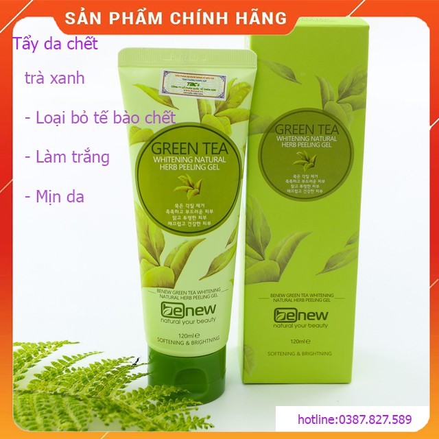 [Tẩy tế bào chết] Tẩy da chết trà xanh Benew Green Tea Peeling Gel Cao cấp Hàn Quốc 120ml - Hàng chính hãng