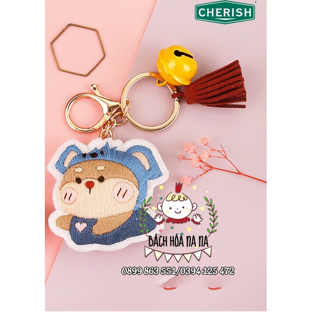 Cặp vợ chồng thêu chìa khóa/ động vật nhỏ chìa khóa ĐÁNG YÊU/ DIY thêu thủ công chìa khóa / BÁCH HÓA NA NA