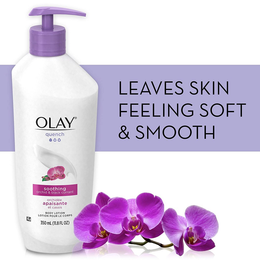 Dưỡng Thể Dưỡng Ẩm Da Olay Quench Soothing Orchid &amp; Black Currant Body Lotion 350ml (Mỹ)