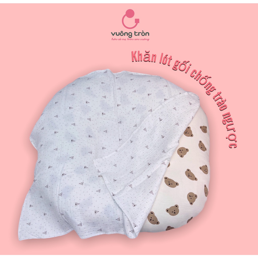 Khăn vải muslin cao cấp Vuông Tròn, chăn lót sợi tre bamboo đẹp an toàn cho bé yêu