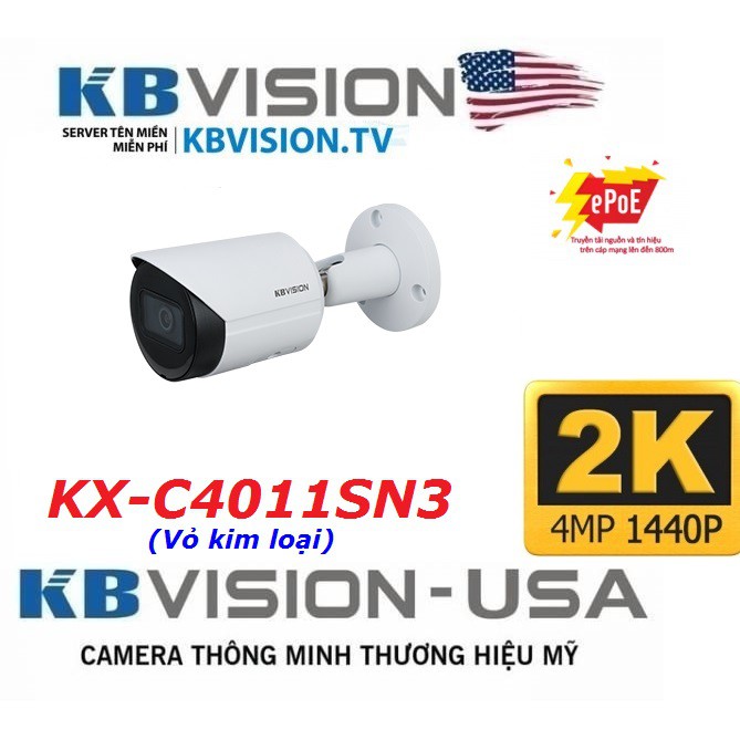 Camera thân IP KB-Vision KX-C4011SN3 4MP (Hàng chính hãng)