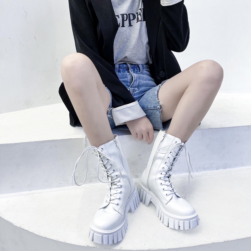 Bốt ulzzang B12 đế răng cưa 5cm phong cách Hàn Quốc