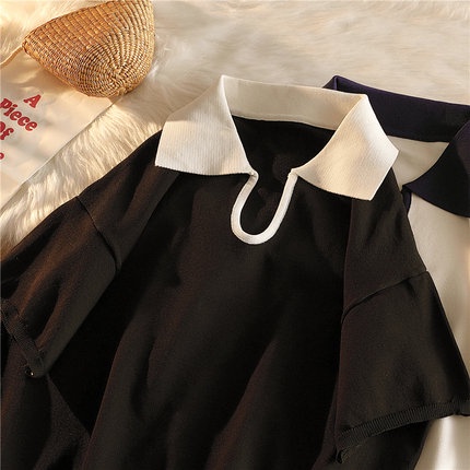 NUZIRO Áo polo  tay ngắn dáng rộng thời trang cho nữ