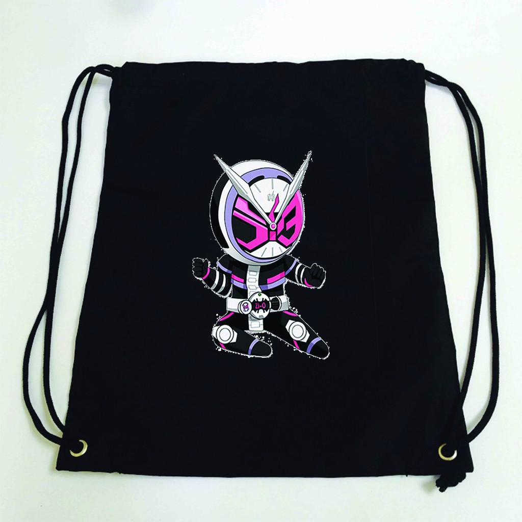 Balo dây rút đen in hình KAMEN RIDER Kị Sĩ Mặt Nạ Siêu Nhân anime chibi túi rút đi học xinh xắn thời trang