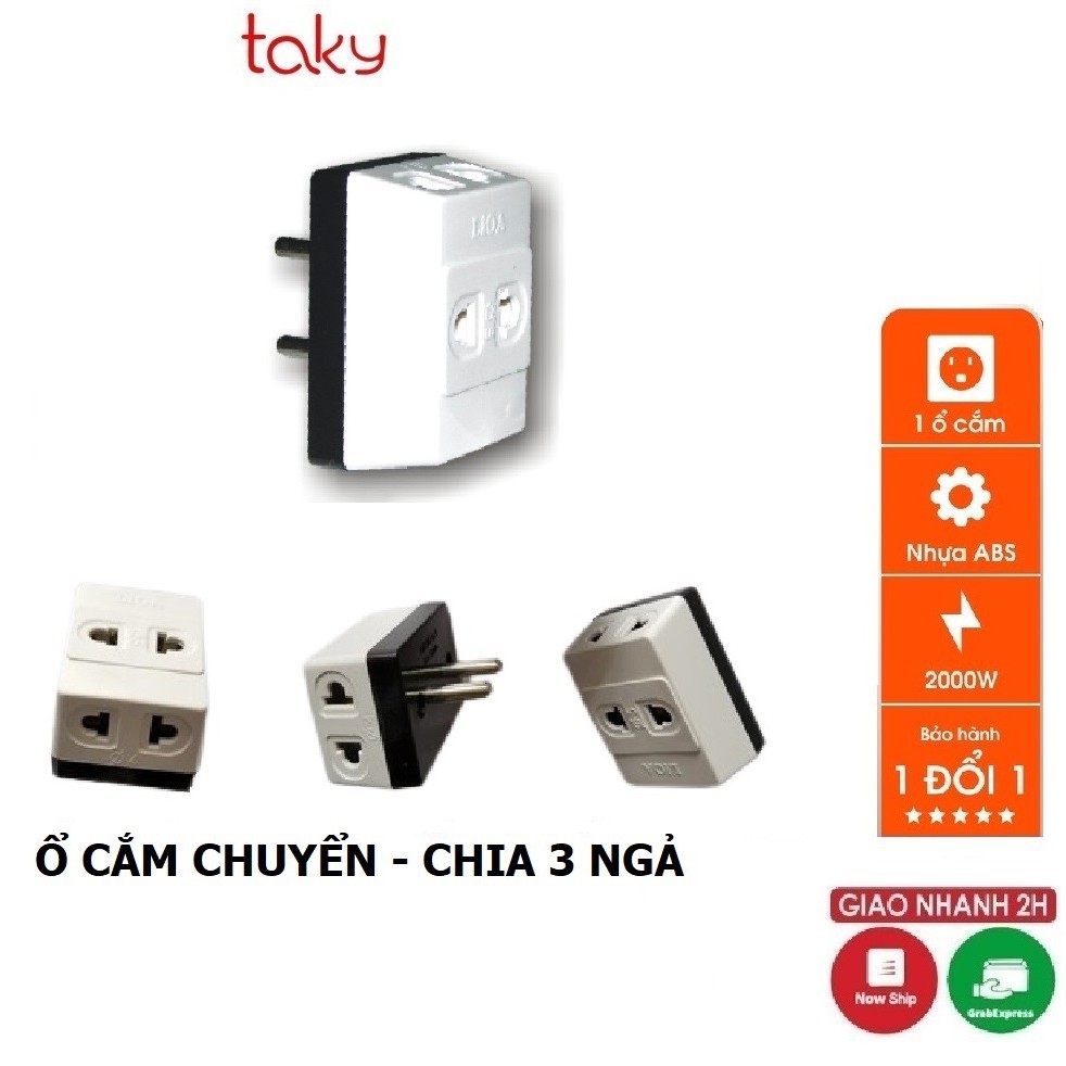 Phích Cắm Điện Chia 3 Ngả - Taky, Chia Từ 1 Ổ Cắm Ra 3 Ổ Cắm, Thiết Kế Nhỏ Gọn Và Cắm Không Mất Diện Tích - 8612