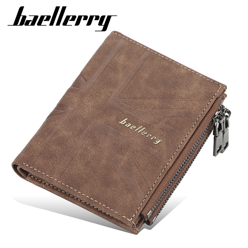 Ví Baellerry chất liệu da dáng ngắn có dây kéo thời trang dành cho nam