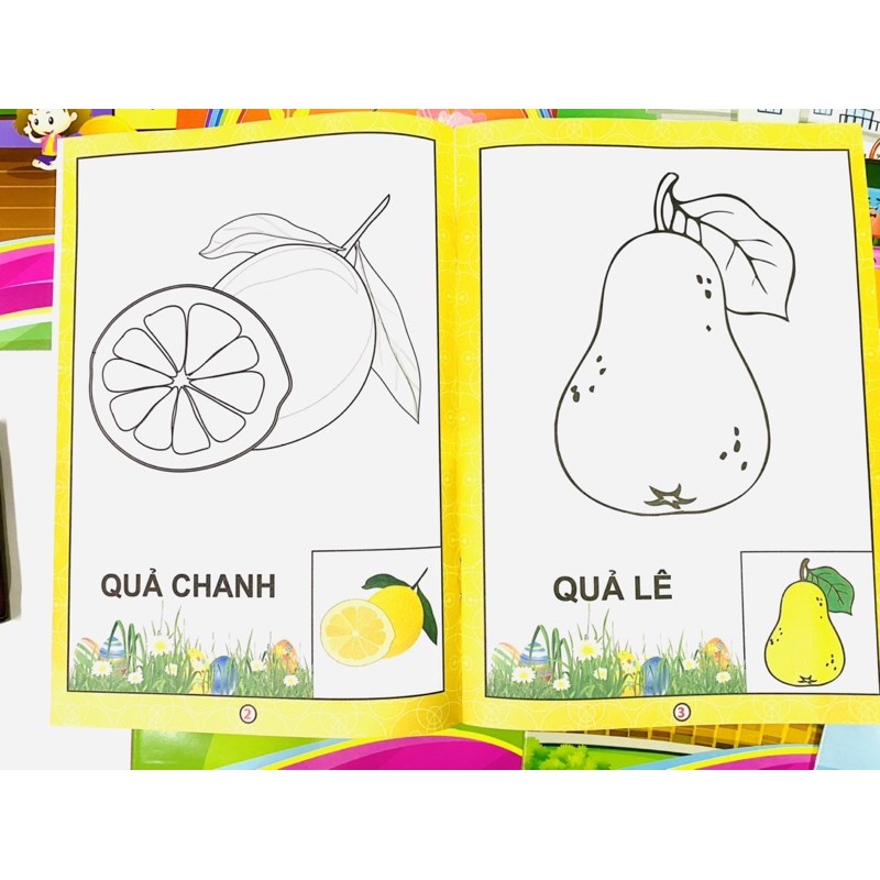 [sỉ ibox] bộ 8q tập tô màu nhiều chủ đề cho bé từ 3-4 tuổi