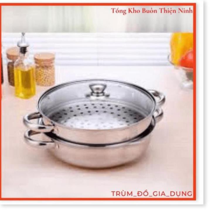 Nồi hấp 2 tầng inox, nồi hấp xôi, bánh bao size 28cm chất lượng tốt