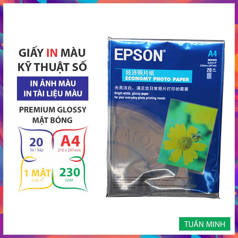 Giấy In Ảnh EPSON Giấy In Màu EPSON, Khổ A4, 1 Mặt Bóng, Định Lượng 230gsm