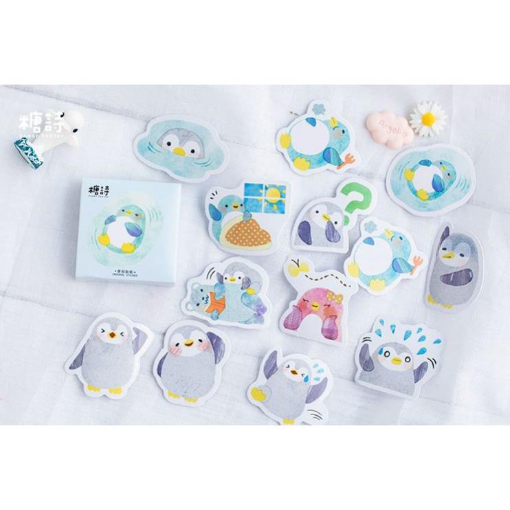 Bộ 46 Sticker Chim Cánh Cụt Hàn Quốc dán trang trí E61