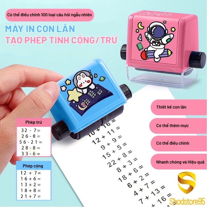Máy in con lăn tạo phép tính cộng trừ,máy tạo phép tính đơn giản ra bài tập cho bé học toán