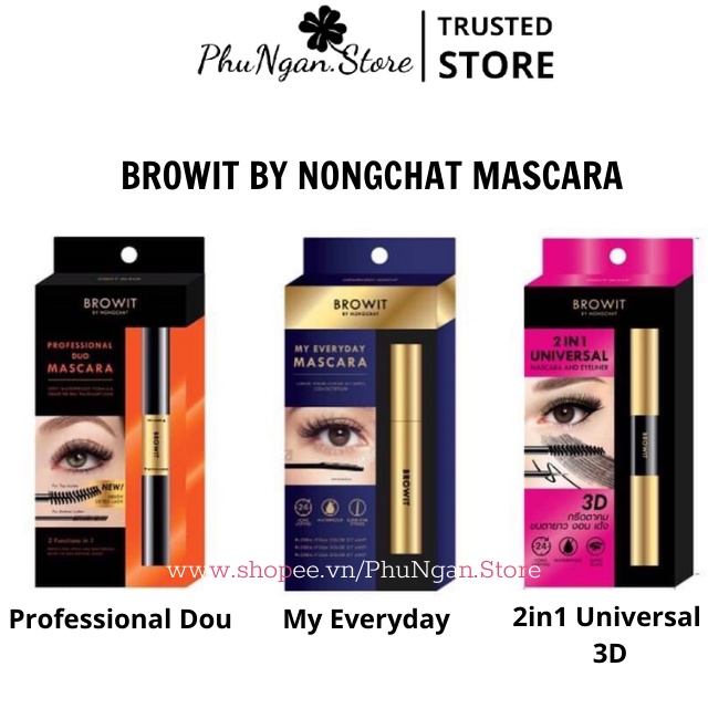 (Sẵn 3 loại-1 đầu, 2 đầu)Chuốt mi Mascara Nongchat hãng BROWIT Thái Lan (2in1 Universal, Professional Dou, My Everyday)