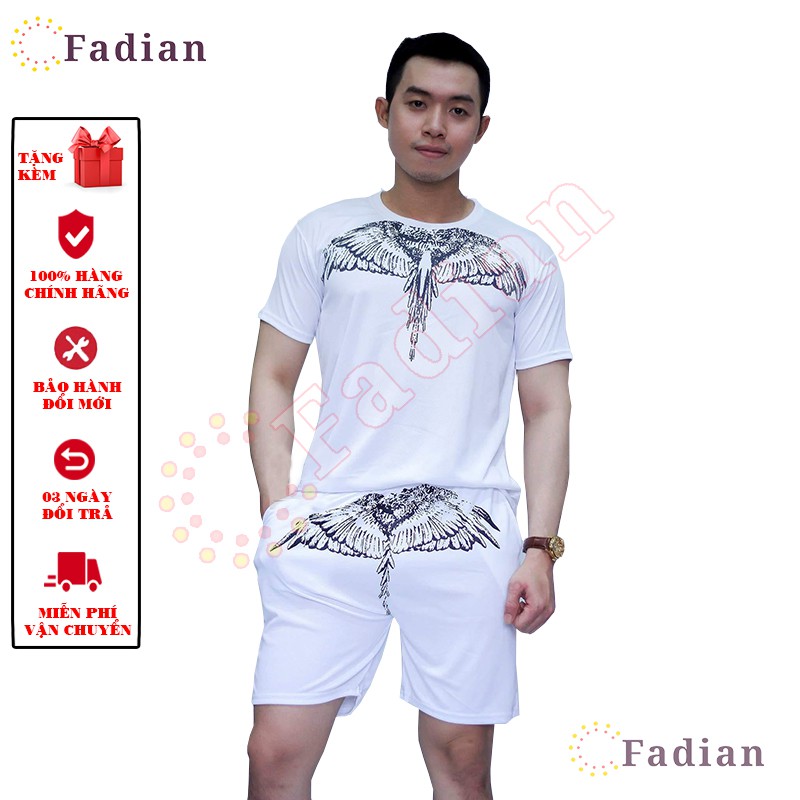 Set bộ quần áo thể thao, đồ bộ nam mặc nhà Unisex ngắn tay phong cách Ulzzang hình chim ưng