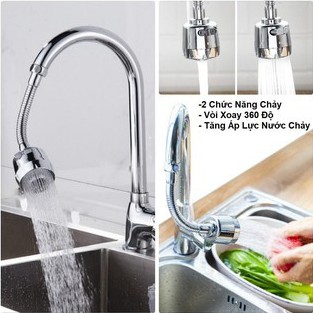 Đầu Vòi rửa chén Tăng Áp công tắc mạ inox sáng bóng