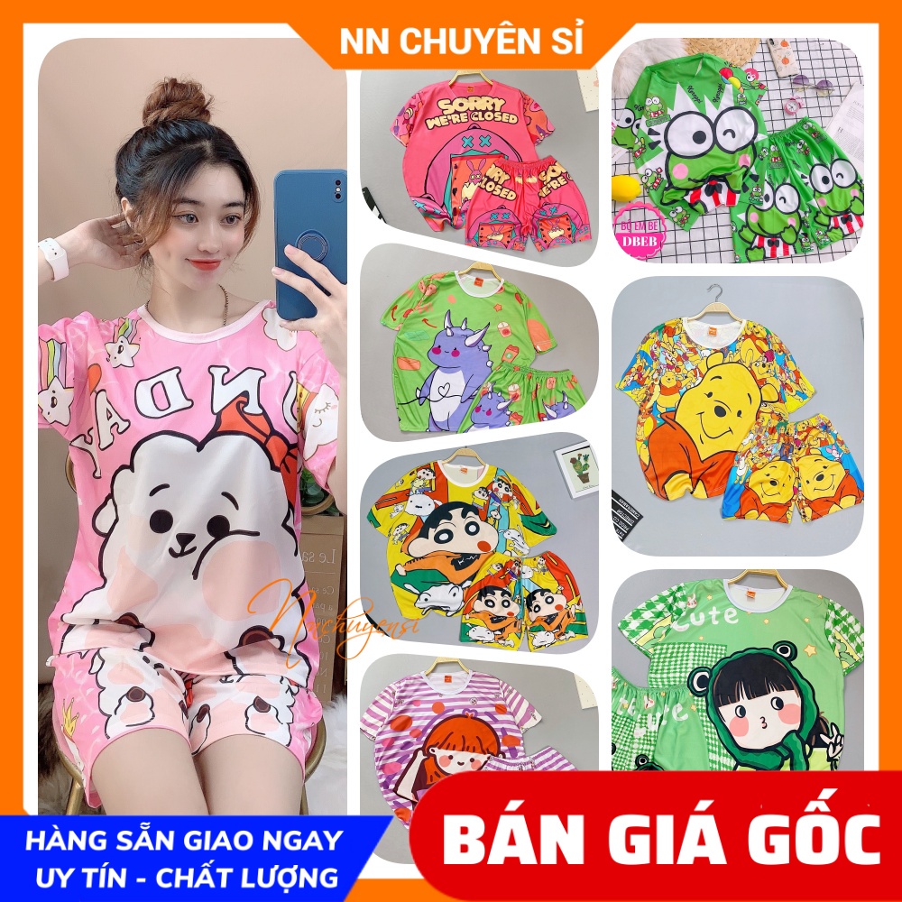 Quần áo trẻ em từ 5 ký đến 60 ký vải thun mềm mịn mát hoạt hình unisex gấu pooh shin cậu bé bút chì DBRBD SIZE 4 ĐẾN L