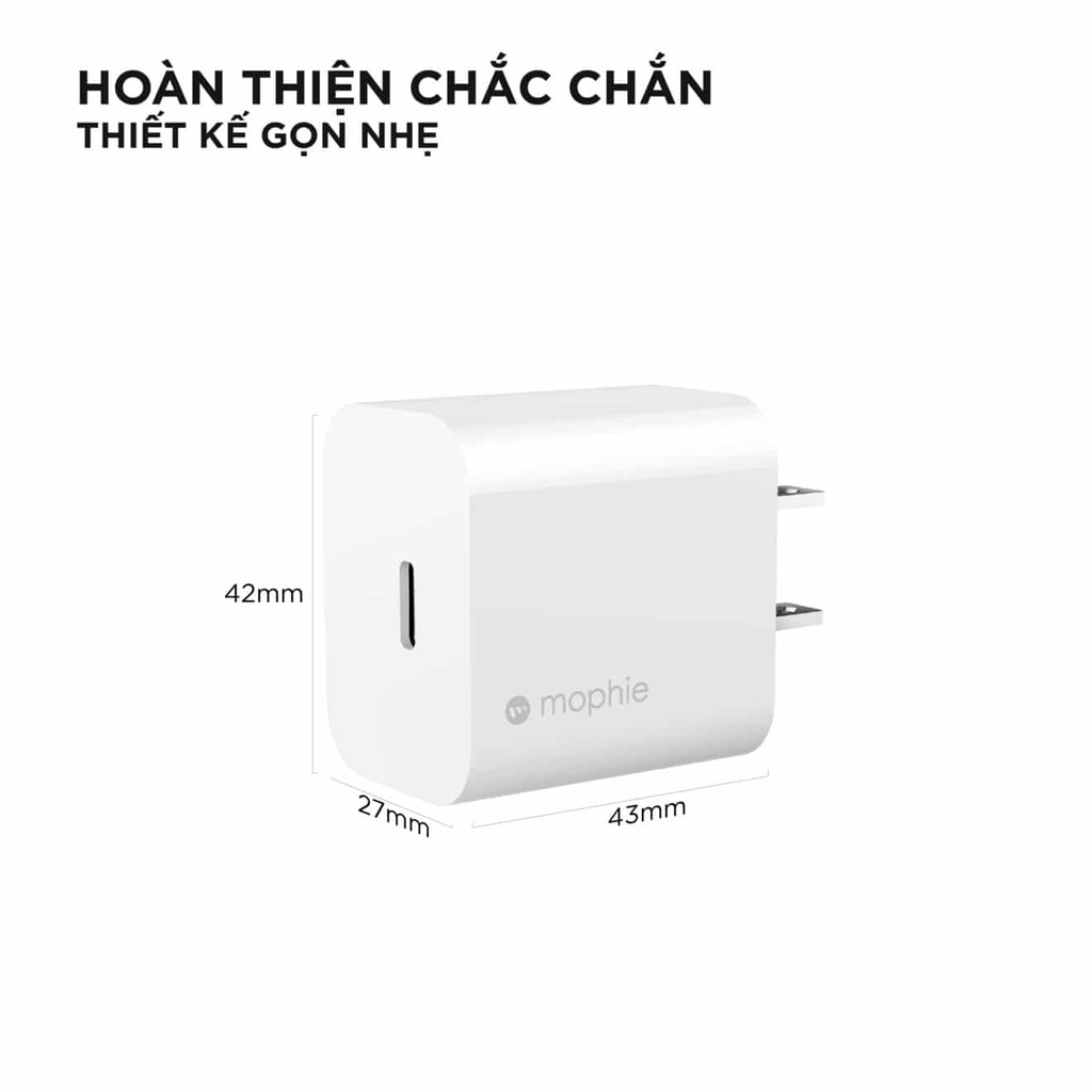 Củ sạc nhanh Mophiie Wall Adapter-USB C + PD 25W và 30W