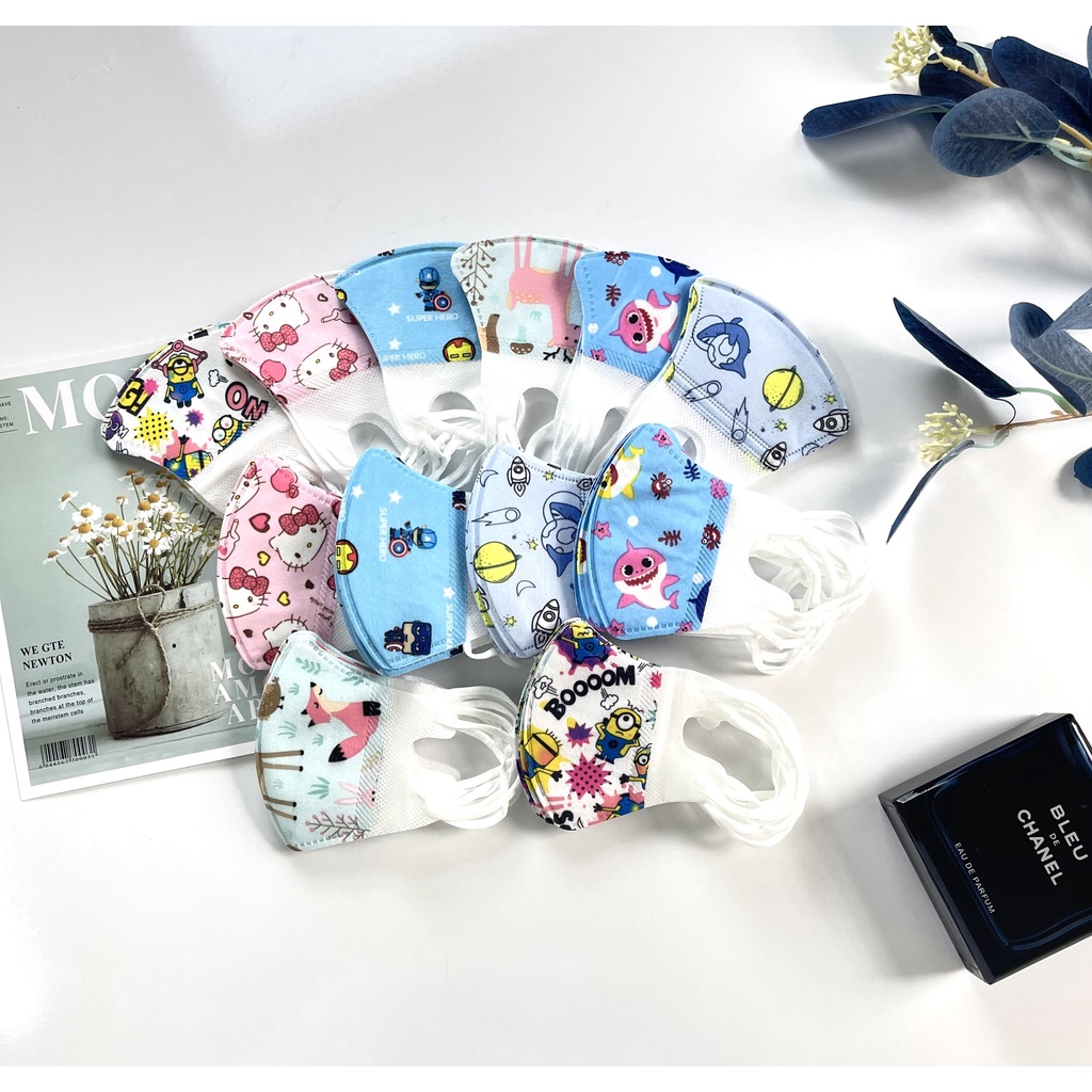 Set 5 Khẩu Trang Hàn Quốc Cho Bé In Hình Ngộ Nghĩnh Cute - Kháng Khuẩn, Chống Bụi Mịn cho bé