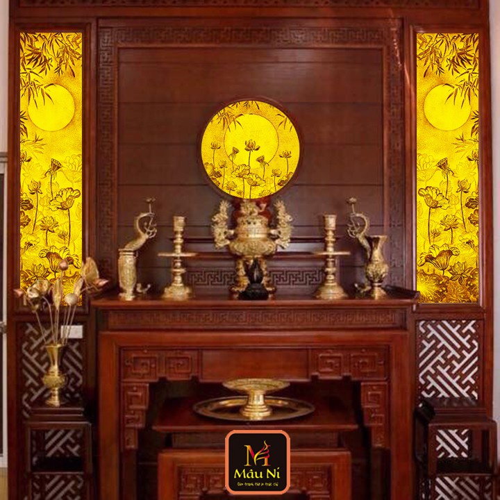 Tấm ốp ban thờ hoa sen, phúc lộc thọ - phụ kiện thờ cúng