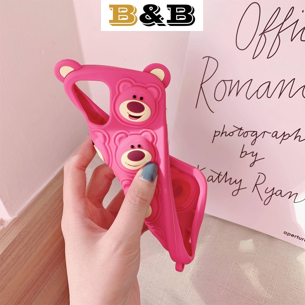 Ốp Điện Thoại Mềm In Hình Gấu Và Dâu Tây Cho iPhone 7 8 7/8Plus X XS Max XR 11 12 13 Pro Max