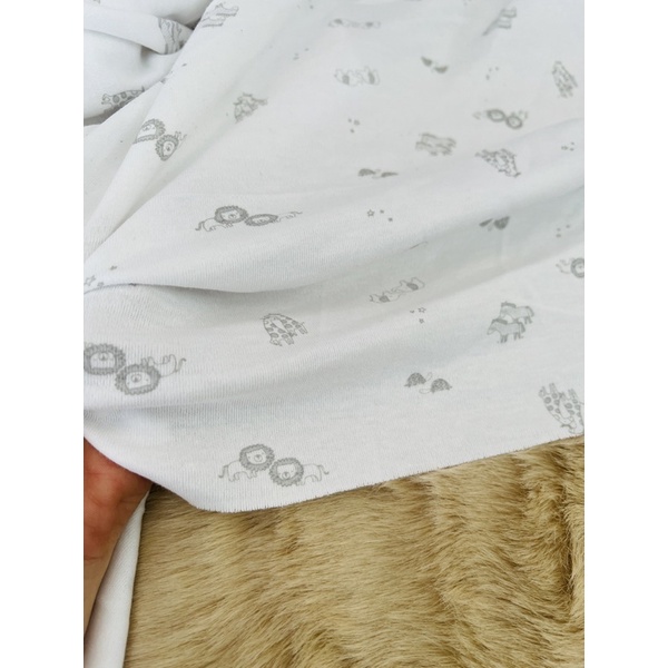 Vải thun cotton sơ sinh 2c hoạ tiết động vật