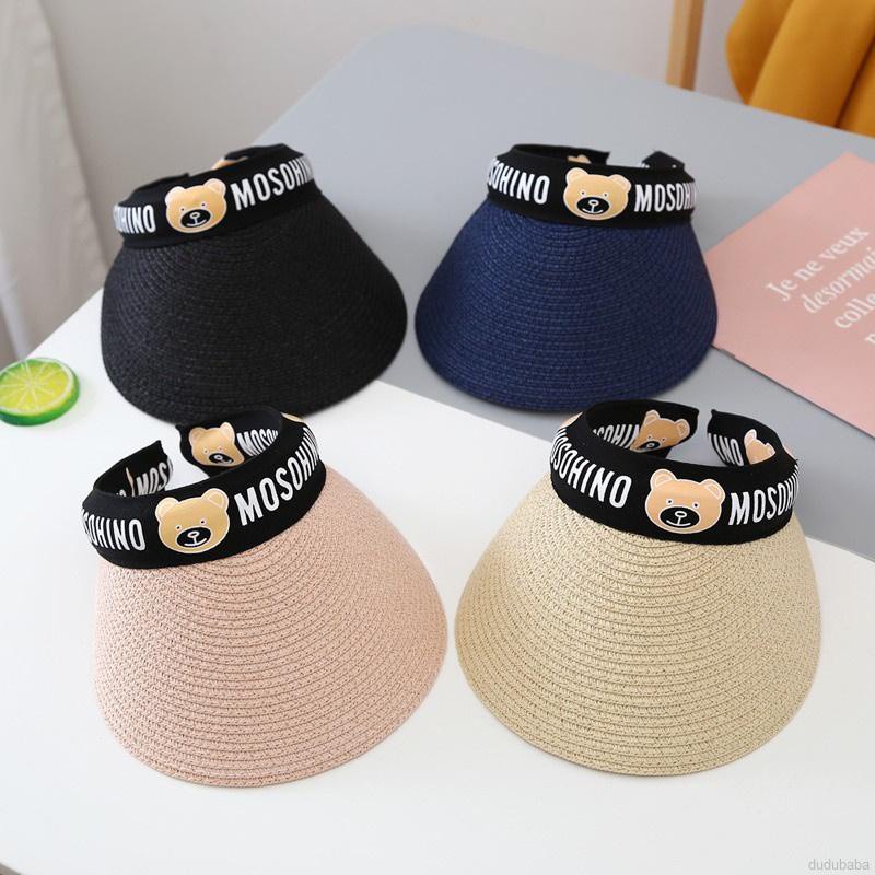 Mũ cói hở chóp hình gấu dễ thương dành cho trẻ em