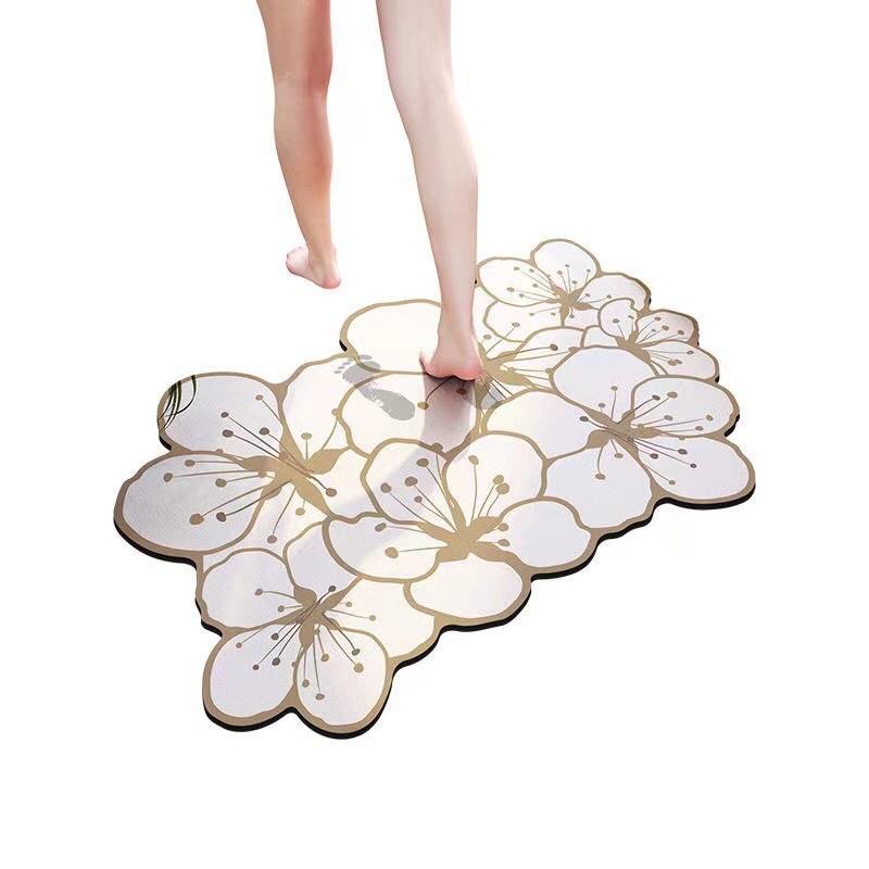 PVN51081 Thảm Chùi Chân Lót Cửa Nhà Tắm Thấm Hút Tốt Nhanh Khô Chống Trượt Hình Bông Hoa Xinh Xắn Giá Rẻ