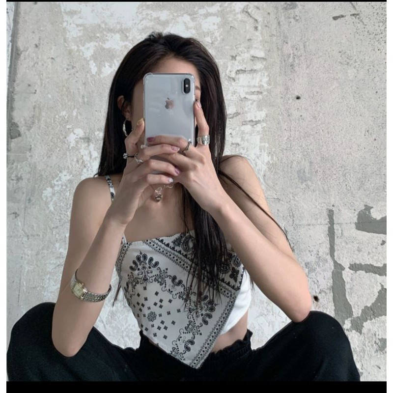 [freeship>50k] áo yếm thổ cẩm hai dây 2 màu trắng ,đen-chất liệu bozip cotton. | BigBuy360 - bigbuy360.vn