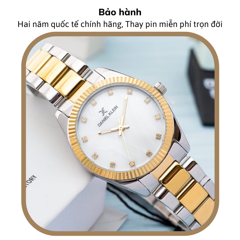 Đồng hồ nữ chính hãng Daniel Klein DK12180 - Thiết kế Chống nước, Cọc số đính đá, Dây thép không gỉ - Thay Pin miễn phí