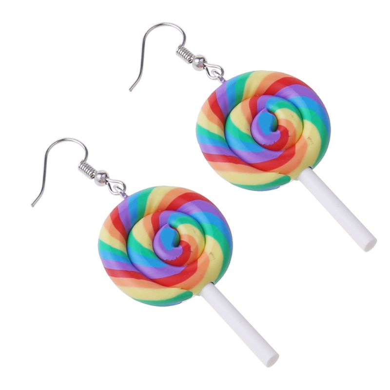 Khuyên tai hình que kem bằng đất sét polymer nhiều màu sắc vui nhộn thời trang cho nữ