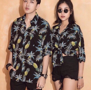 Áo Sơ Mi Họa Tiết Dứa ( ảnh thật )