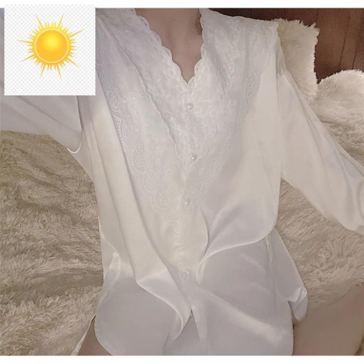 Mới Đồ ngủ Vải Lụa Mát Phối Ren Kiểu Pháp Thiết Kế Quyến Rũ Cho Nữ