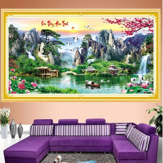 Tranh thêu chữ thập Phong Cảnh Sơn Thủy Hữu Tình(THÊU KÍN)